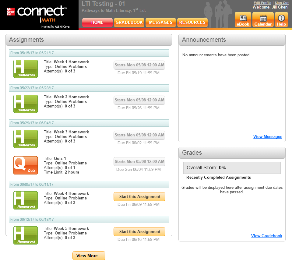 mcgraw hill connect student registration information